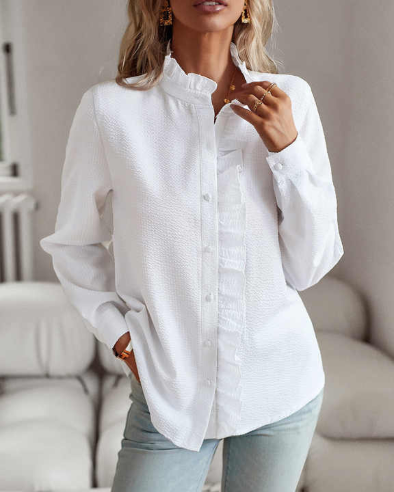 Elegant Bluse Med Lange Ermer for Kvinner