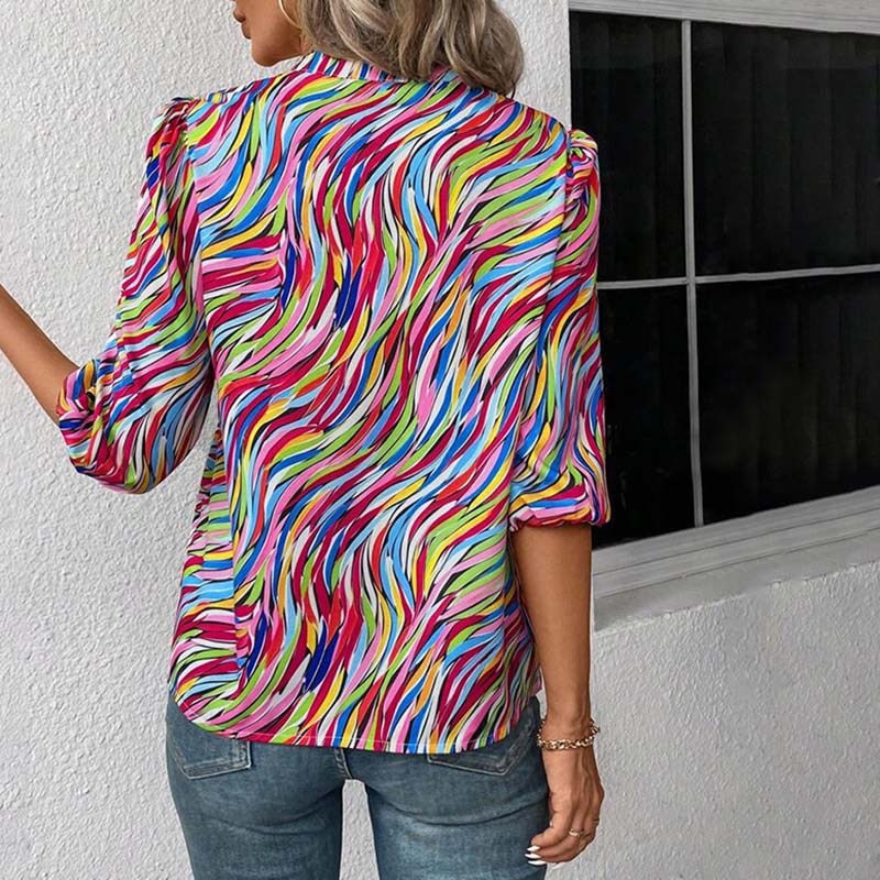 Abstrakt Print Fargerik Bluse