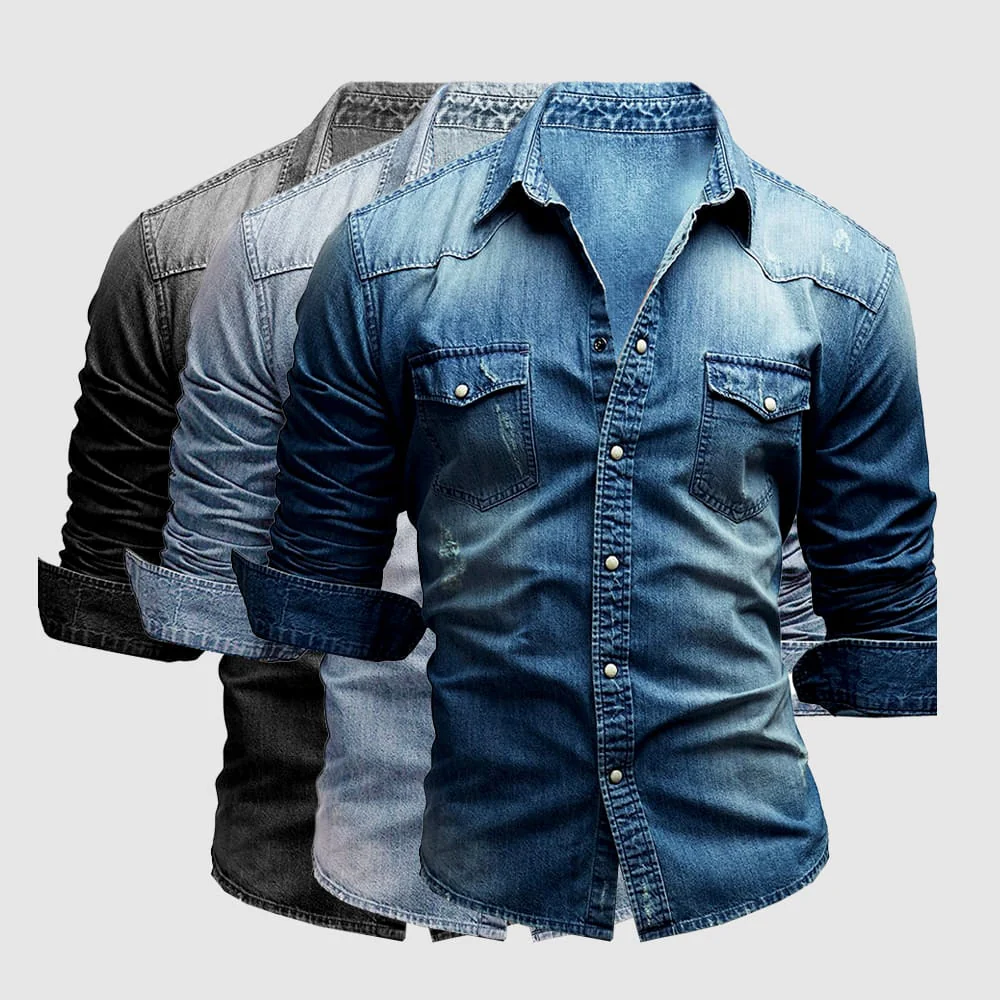 Retro Denimskjorte For Menn