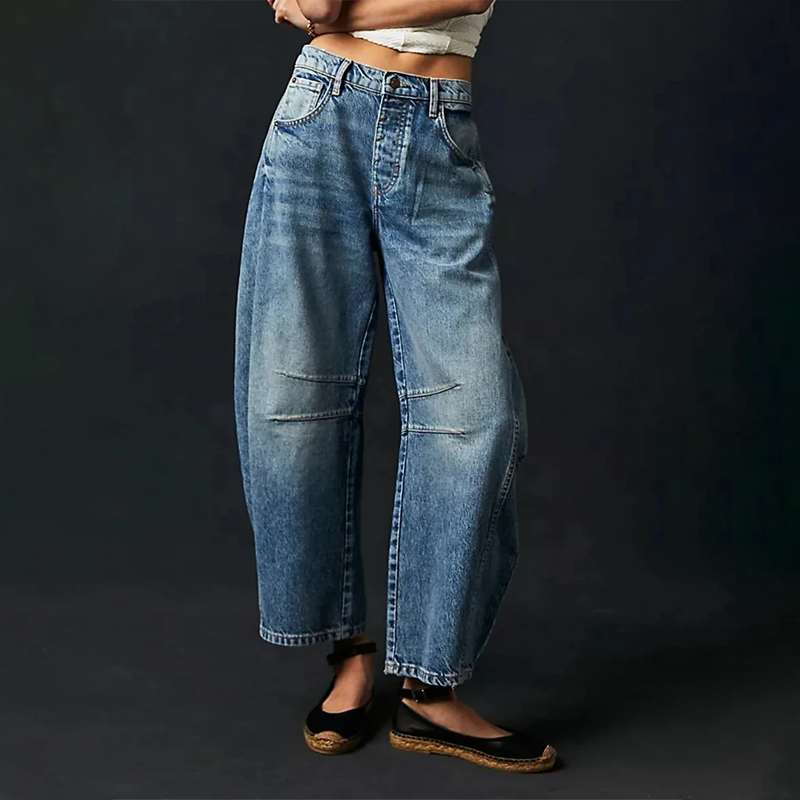 Korte Baggy Jeans Med Lav Midje For Kvinner