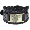 Alpha Wolf Head skinn armbånd-Bracelets-Norskova-Bronse-Norskova