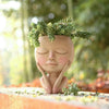 Beauty Faces Resin Cactus Planter-Garden Statues & Sculptures-Norskova-Lukk øynene-Norskova