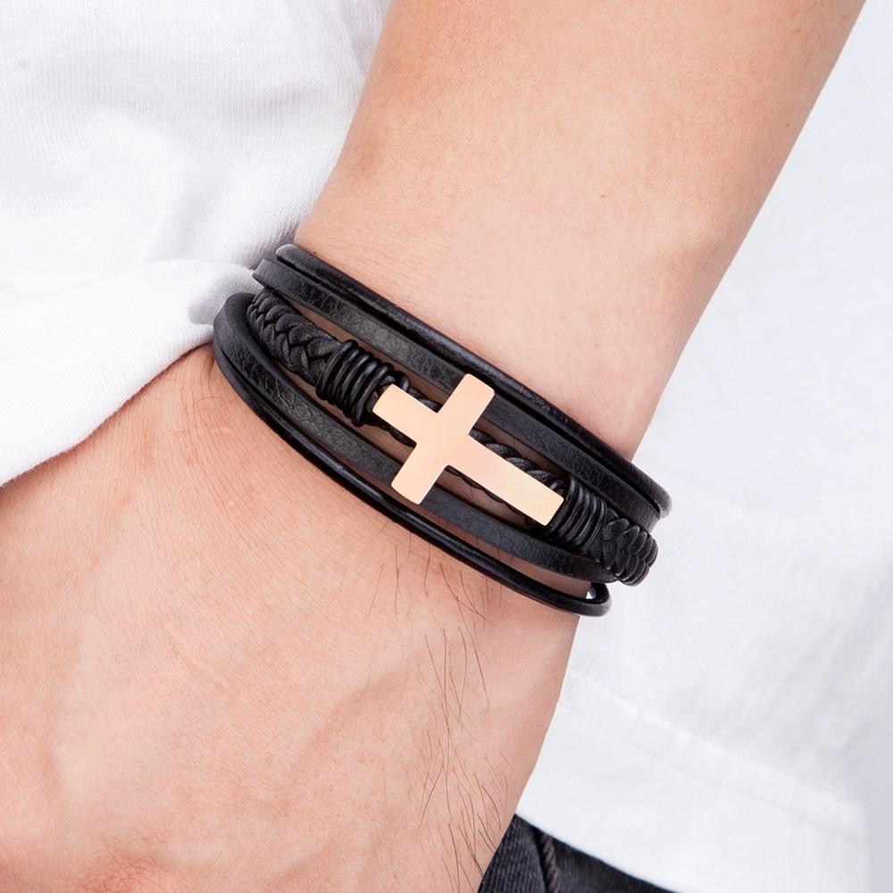 Believer - Faith Steel Cross Armbånd-Charm Bracelets-Norskova-Gull-Norskova