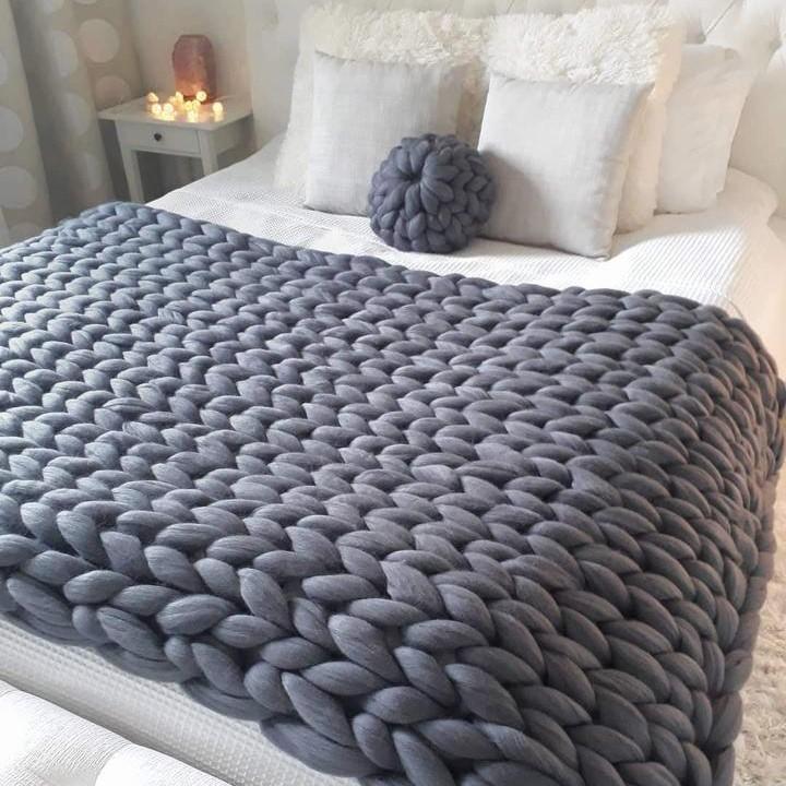 Comfy Knitted Blanket-Norskova-Dark Grey-Standard-Norskova