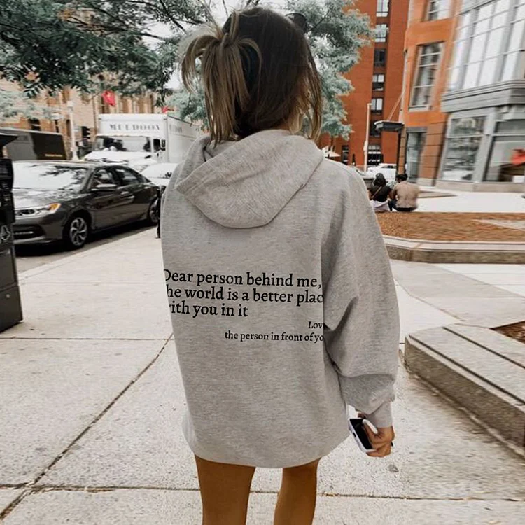 Casual Oversized Trykt Hoodie For Kvinner