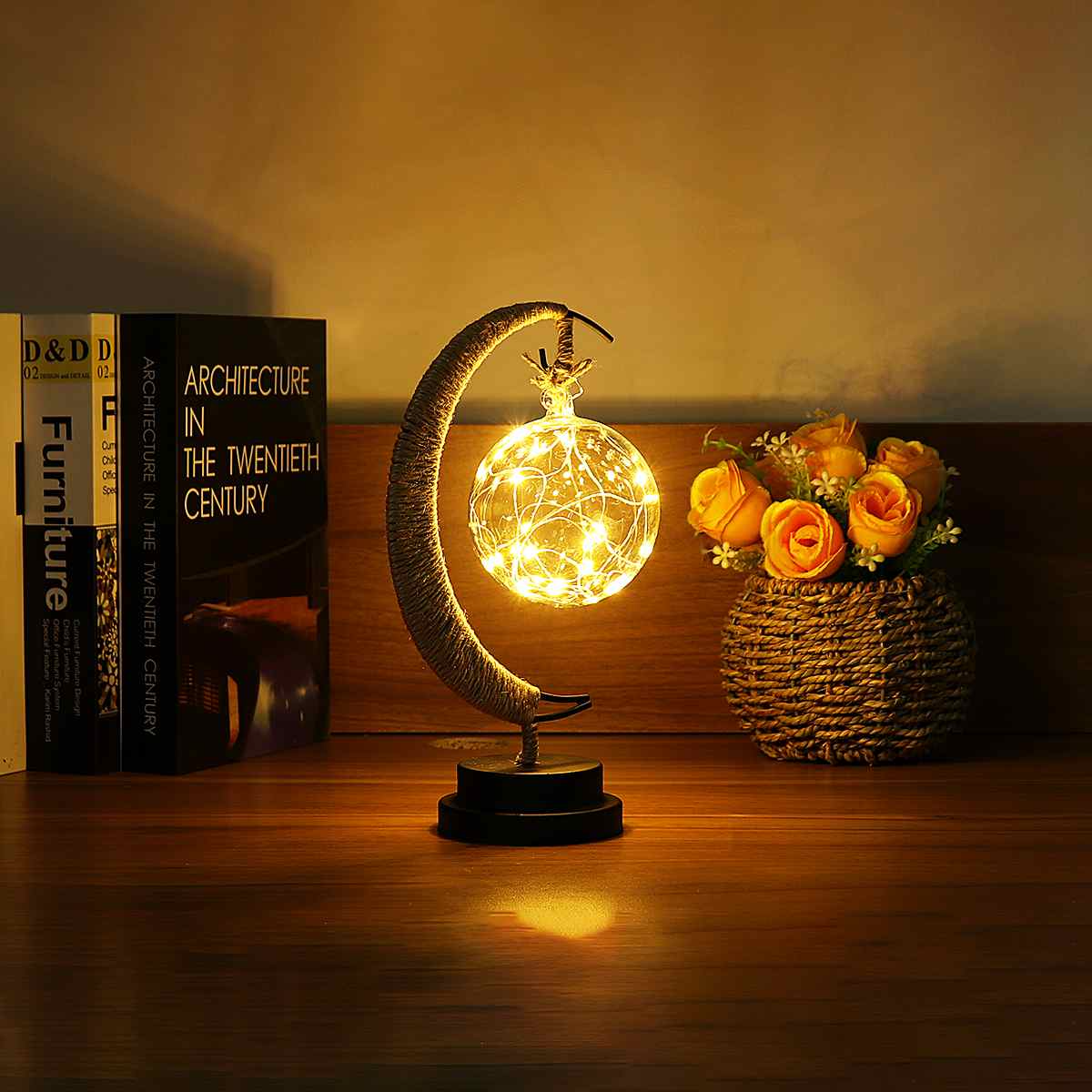 Lunar Rope Sphere Lamp-Home Improvement-Norskova-Solnedgang Gull-Norskova