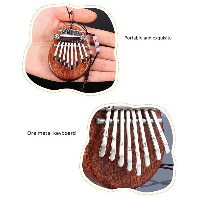 Mini Kalimba 8 nøkkelinstrument finger tommelfingerpiano-Figurines & Miniatures-Norskova-Norskova