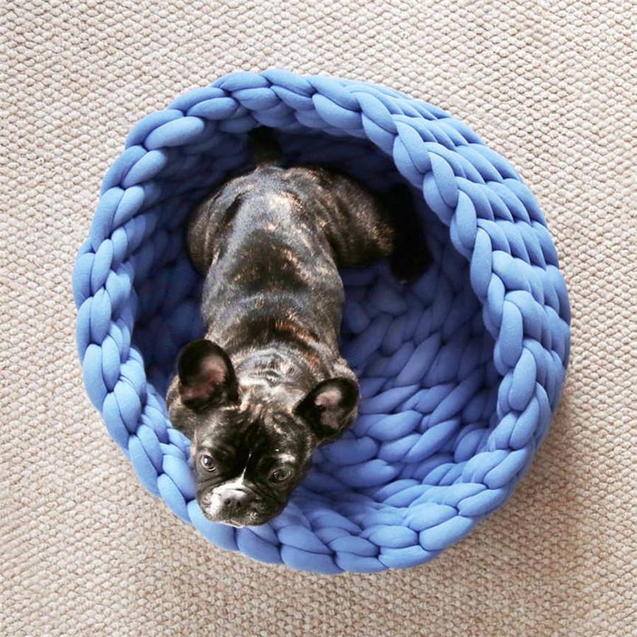 Paw Pads Vaskbar Handwoven Pet Nest-Dog Beds-Norskova-Blå-35cm-Norskova