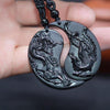 YIN YANG Obsidian Taichi Drage and Føniks Halskjede-jewelry-Norskova-Norskova