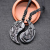 YIN YANG Obsidian Taichi Drage and Føniks Halskjede-jewelry-Norskova-Norskova